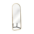 Sleek Arched Standing Mirror with Gold Frame and Black Base