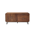 Modern Wooden Sideboard with Slatted Design and Metal Legs